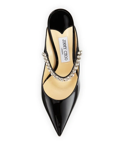 Jimmy Choo Bing 100 Crystal-embellished Patent-leather Mules In Black