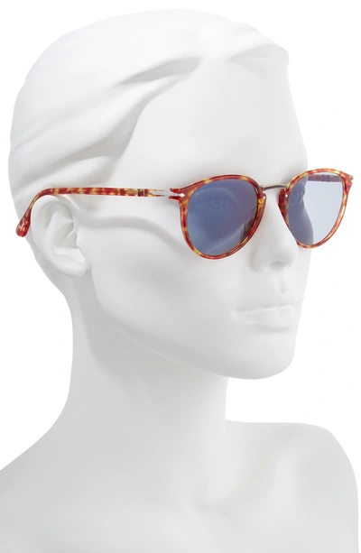 Shop Persol 51mm Round Sunglasses - Red Havana/ Blue Solid