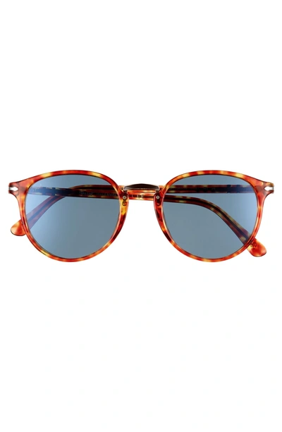 Shop Persol 51mm Round Sunglasses - Red Havana/ Blue Solid