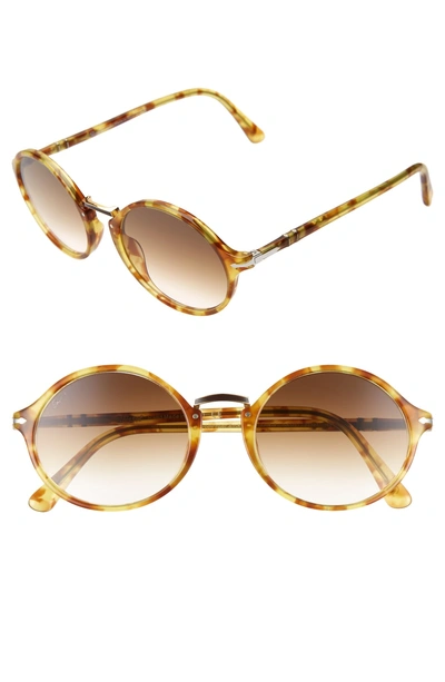Shop Persol 53mm Round Sunglasses - Yellow Tort/brown Gradient