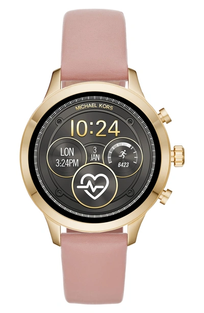 Shop Michael Kors Runway Leather Watch Strap In Pink