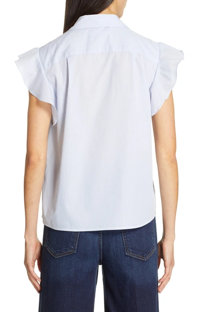 Shop Frame Flounce Sleeve Shirt In Shirting Blue Multi