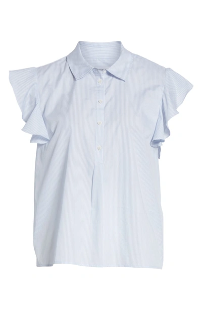 Shop Frame Flounce Sleeve Shirt In Shirting Blue Multi