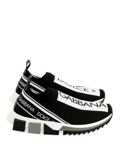 Shop Dolce & Gabbana Sorrento Knit Trainer Sneakers In Nero/biano