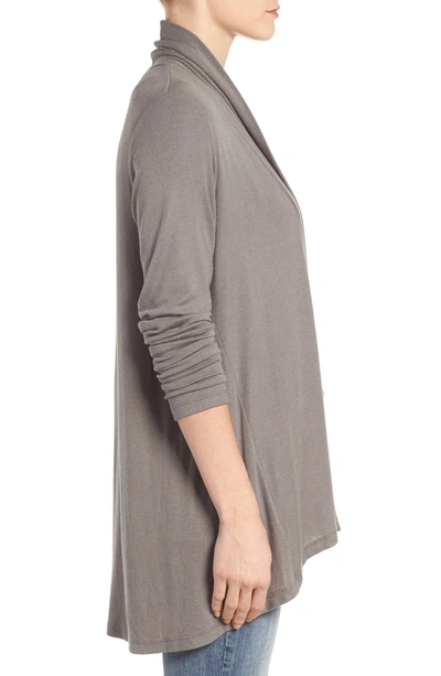 Shop Bobeau High/low Jersey Cardigan In Taupe