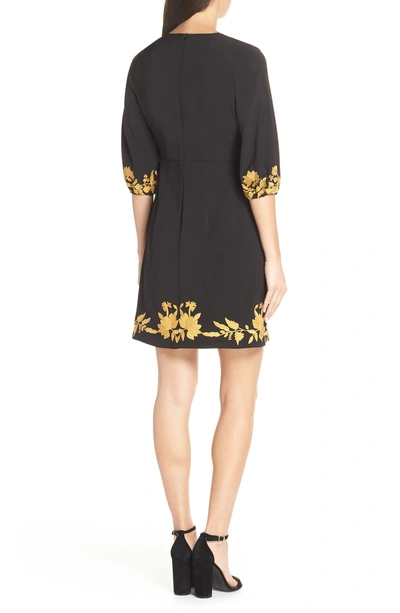 Shop Foxiedox Melia Embroidered Cocktail Dress In Black/ Honey