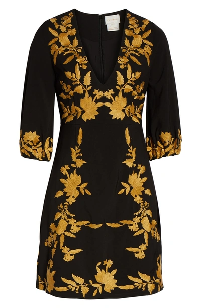 Shop Foxiedox Melia Embroidered Cocktail Dress In Black/ Honey