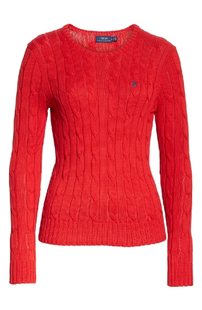Shop Polo Ralph Lauren Cable Knit Cotton Sweater In Martin Red