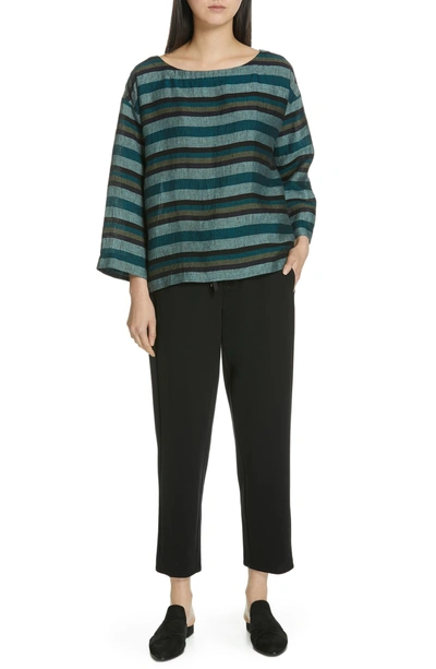 Shop Eileen Fisher Slouchy Ankle Drawstring Pants In Black