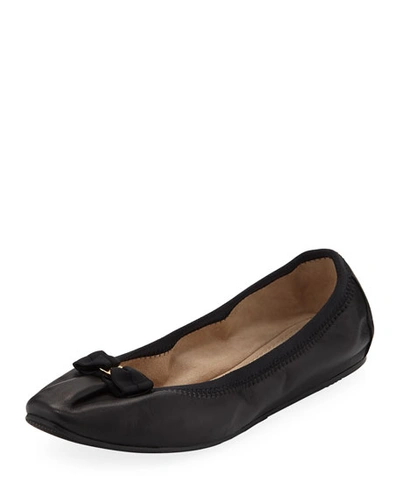 Shop Ferragamo My Joy Leather Slip-on Ballet Flats In Black