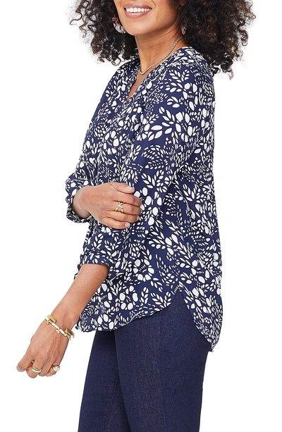 Shop Nydj Pleat Back Blouse In Batik Floral Peacoat