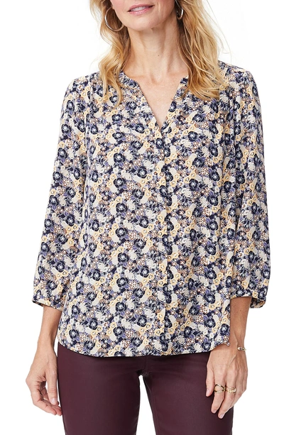 Shop Nydj Pleat Back Blouse In Woodland Roses