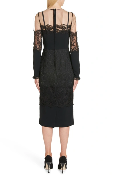 Shop Dolce & Gabbana Sheer Yoke Lace Sheath Dress In N0000 Black