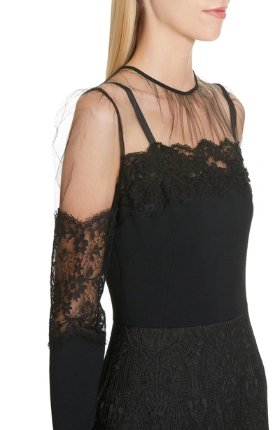 Shop Dolce & Gabbana Sheer Yoke Lace Sheath Dress In N0000 Black