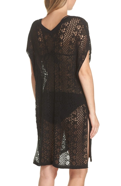 Shop Echo Pointelle Cover-up Caftan In Black
