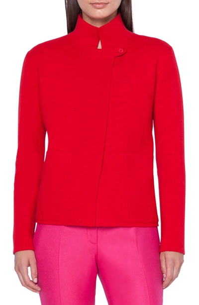 Shop Akris Reversible Double Face Cashmere Knit Jacket In Carmine Pink