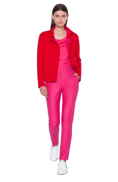 Shop Akris Reversible Double Face Cashmere Knit Jacket In Carmine Pink