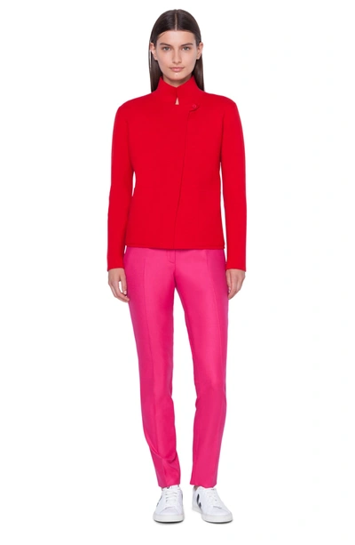 Shop Akris Reversible Double Face Cashmere Knit Jacket In Carmine Pink