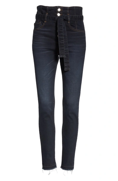 Shop Veronica Beard Keith Corset Waist Skinny Jeans In Dark Slate