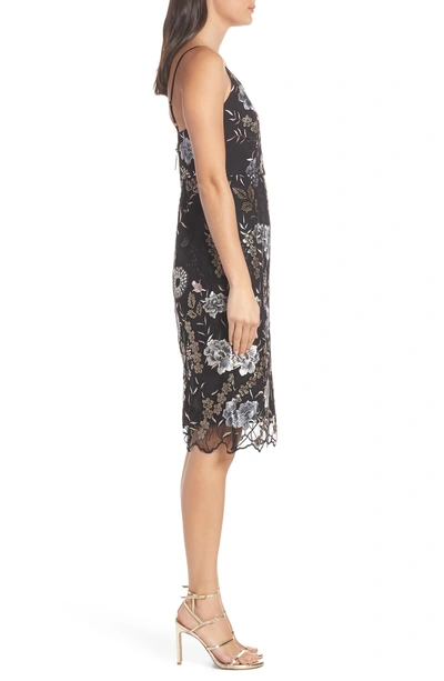 Shop Bronx And Banco Tiara Flower Embroidered Evening Dress In Black