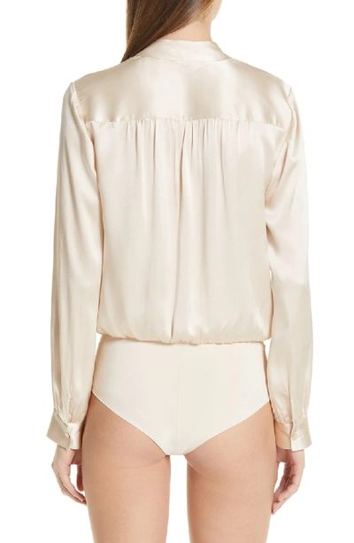 Shop L Agence Marcella Silk Charmeuse Bodysuit In Champagne