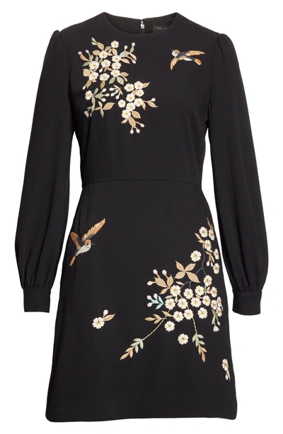 Shop Ted Baker Lillien Graceful Embroidered Detail Dress In Black