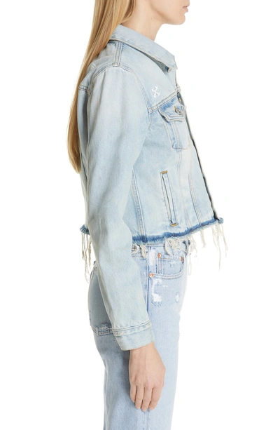 Shop Off-white Crop Denim Jacket In Bleach No Color