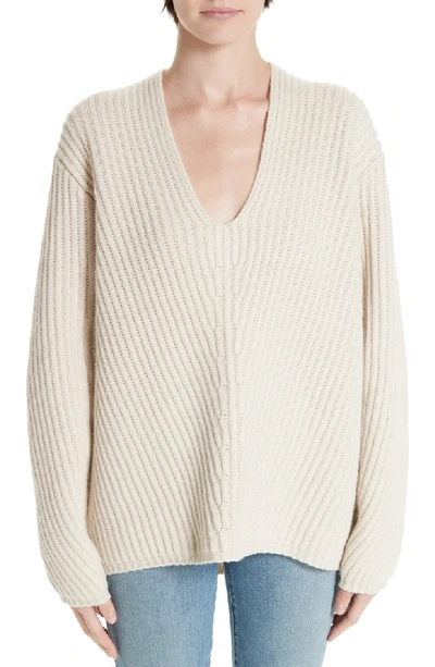 Shop Acne Studios Deborah Oversized Wool Sweater In Cold Beige