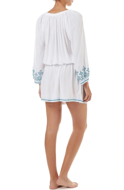 Shop Melissa Odabash Nadja Cover-up Dress In White/ Green