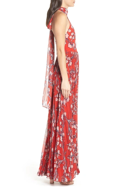 Fame And Partners The Zora Halter-neck Leaf-print Dress In Nouveau Floral  Sunset | ModeSens