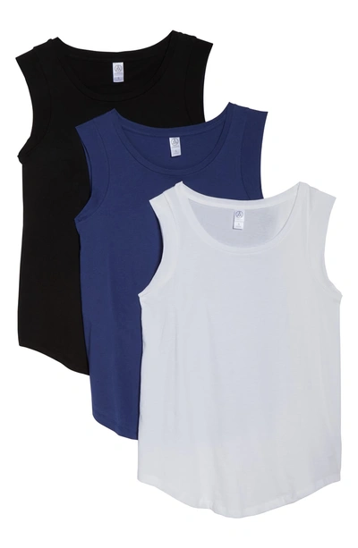 Shop Alternative Luxe Set Of 3 Cap Sleeve Tees In Black/ Navy/ White