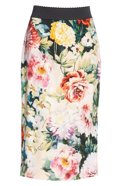 Shop Dolce & Gabbana Floral Print Cady Pencil Skirt In Hnt68 Pink Floral