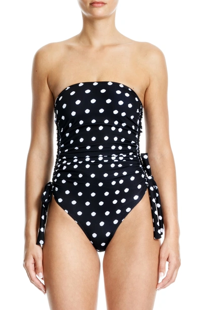 Shop Beth Richards Venice Strapless One-piece Swimsuit In Black Dot