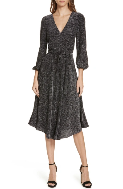 Shop Alice And Olivia Sparkle Midi Dress In Black/ Silver