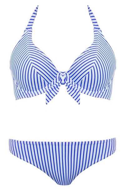 Shop Freya Totally Stripe Halter Bikini Top In Cobalt
