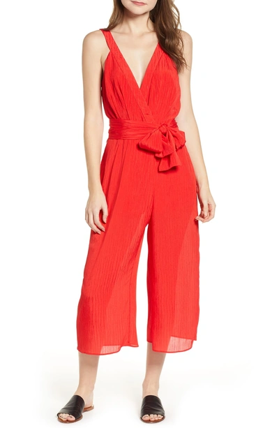 Shop The Fifth Label Gilded Surplice Jumpsuit In Scarlet