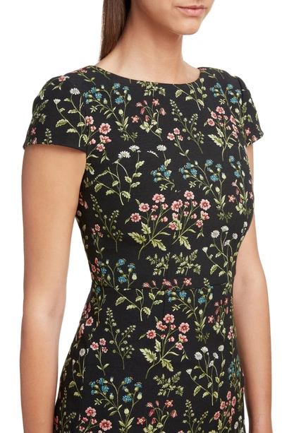 Shop Erdem Floral Stretch Jacquard Dress In Black/ Green/ Red