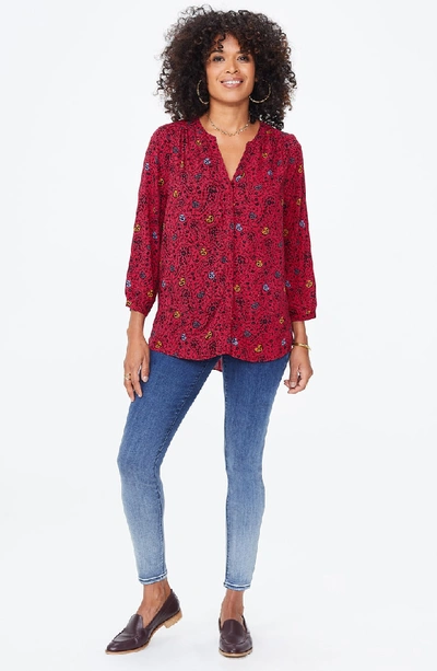 Shop Nydj Pleat Back Blouse In Incline Paisley Gooseberry