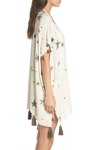 Shop Surf Gypsy Tassel Trim Cover-up Tunic In Ivory/ Light Grey