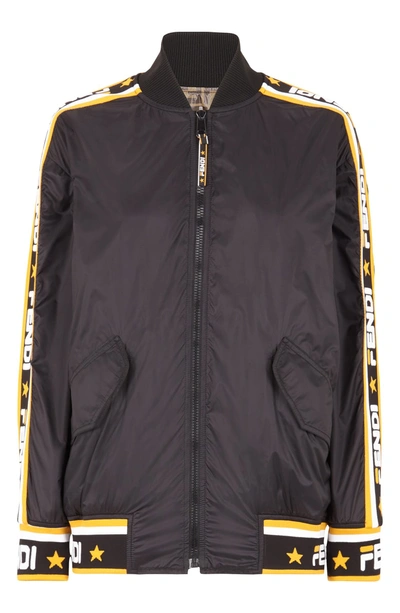 Shop Fendi X Fila Mania Logo Reversible Bomber Jacket In Multi