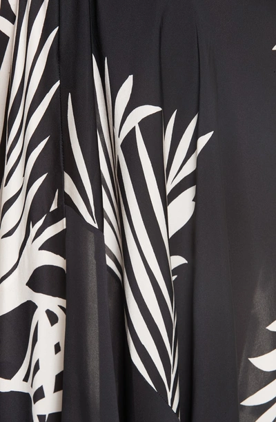 Shop Johanna Ortiz Palm Print Silk Off The Shoulder Maxi Dress In Black Off White