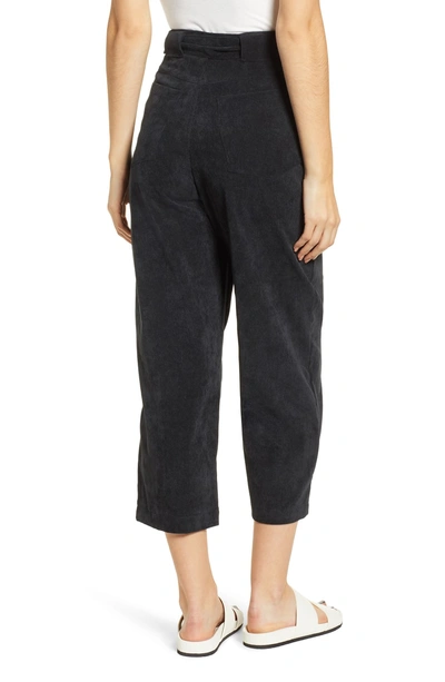 Shop The Fifth Label Philosophy Belted Corduroy Crop Pants In Washed Black