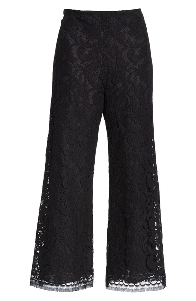 Shop Adam Lippes Lace Crop Wide Leg Pants In Black