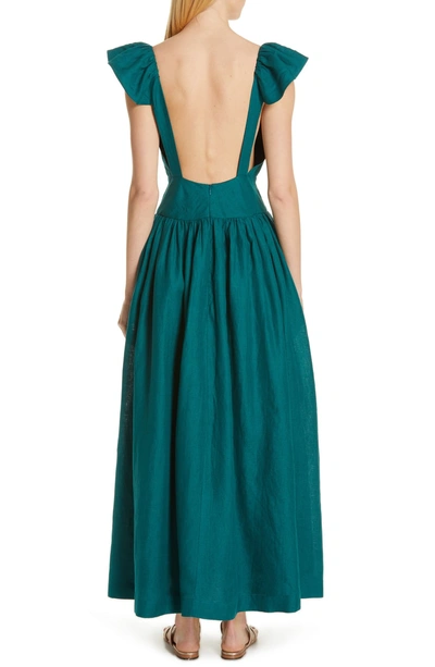 Shop Kalita Persephone Linen Maxi Dress In Sea Nymph