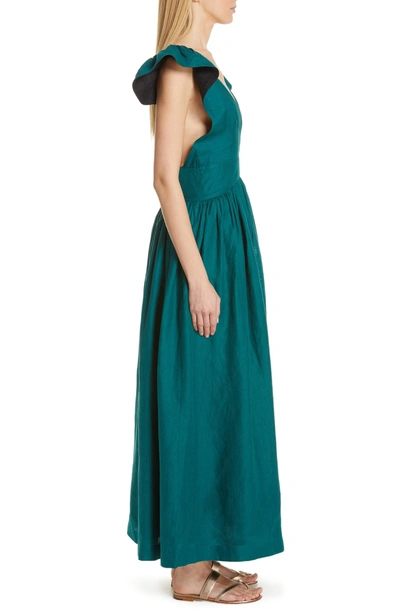 Shop Kalita Persephone Linen Maxi Dress In Sea Nymph