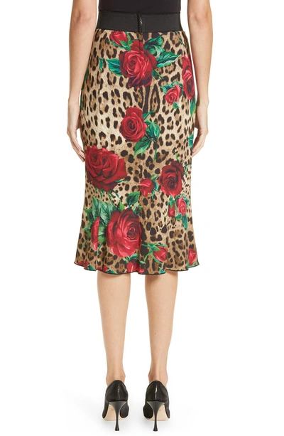 Shop Dolce & Gabbana Rose & Leopard Print Cady Skirt In Hkirs Rose Leo