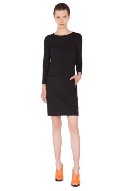 Shop Akris Punto Scallop Detail Dress In Nero