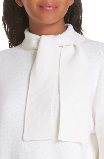 Shop Tibi Tie Neck Merino Wool Blend Cardigan In Ivory