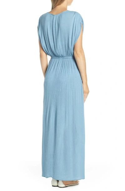 Shop Elan Wrap Maxi Cover-up Dress In Washed Blue
