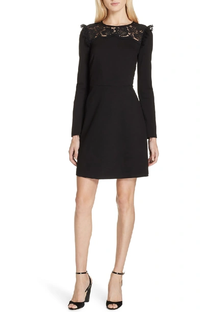 Shop Kate Spade Lace Yoke A-line Dress In Black